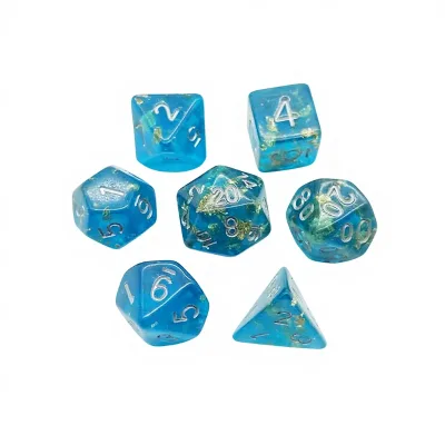 New Transparent Gold Foil Resin Seven-piece Set 20-sided Rounded Edge Dice 16mm Indoor Leisure Board Game Accessories
