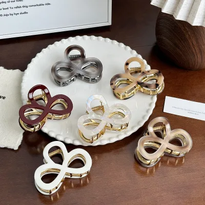 7cm High Quality Korean Style Medium Bow Knot Solid Color Hair Claw Hair Clip Acetate Material Shark Claw Hair Accessory Women