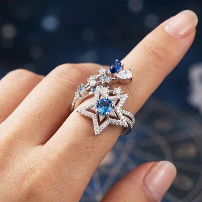 Grace Jewel Wholesale Custom Women's 925 Sterling Silver Rhodium Plated Trendy Open Adjustable Ring Star Design for Party