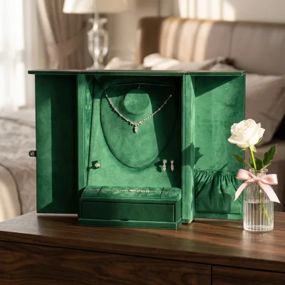 Factory Wholesale Travel Jewelry Box Leather Jewellery Case with Lock for Ring Earring Necklace Set Storage Custom Organizer