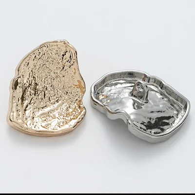 Special-shaped Folds Irregular High-grade Eco-Friendly Gold/Silver Shank Buttons for Coat Sweater Autumn-winter Embossed Grain