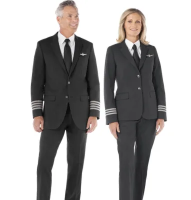 High Grade Grey Color Classical Design Men and Women Flight Suit Custom American Airline Captain pilot Uniform