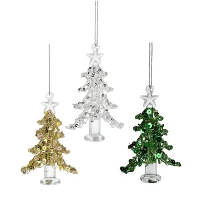 Beautiful Mini 3 Color Glass Hanging Tree Ornaments Christmas Season Holiday Decorations Eco-friendly
