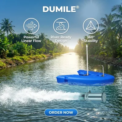 DUMILE 2HP Wide Flow Push Water Pond Aerator Create Long-distance Water Circulation to Remove Low-oxygen Dead Zones