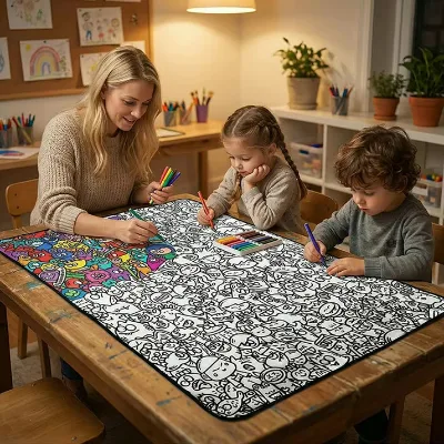 DIY Coloring Blanket Fuzzy Velvet Washable Creative Personalized Customizable Blanket with Watercolor Pencils