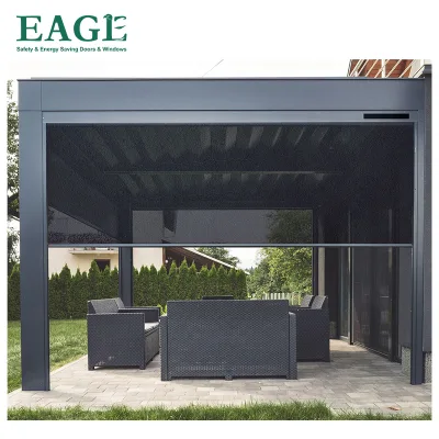 Pergola Factory Electric Outdoor Modern Aluminum Pergola with Electric Zipper Track Roller Curtain