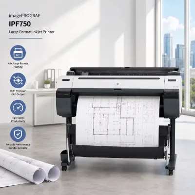 Refurbished Large Format Printer for Cano.n ImagePROGRAF IPF750 A0 CAD Plotter Inkjet Blueprint Printing