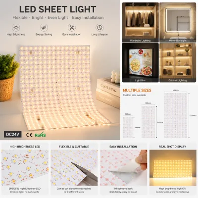2700-6500k CCT Duel Color Flex Led Panel Lights 24v 24w 9.17x19.69 Flex Led Sheet Backlight Marble Stone for Kitchen Island