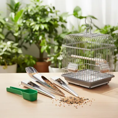 Bird Cage Feeding Spoon with Stainless Steel Spoon-Shaped Design for Parrots & Various Bird Types-Pet Supplies