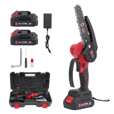 21V Cordless Mini Chainsaw 6-Inch Portable Handheld Battery Chainsaw with Security Lock & Auto Oiler System