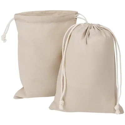 Eco-friendly Custom Logo Linen Drawstring Bag Natural Cotton Printed for Food Packaging for Picnics