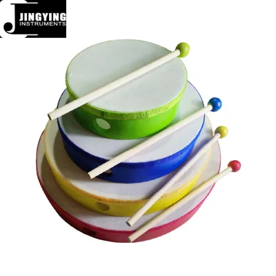 2024 Jingying Music Rhythm Instruments,4PCS Child Percussion Drum Children Tambourine Wood Hand Drum Set With Sticks