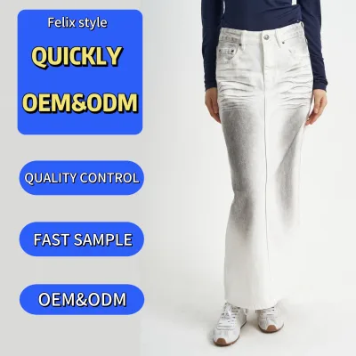 2025 Unique Style Stylish Women Denim Cotton Denim Skirt Women Denim Jeans White Skirts Trendy High Waist White Jean Skirt