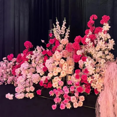 Wedding Rose Red Simulation Flower Material Collocation Hot pink Wedding Flower Art Rose pink Simulation Flower