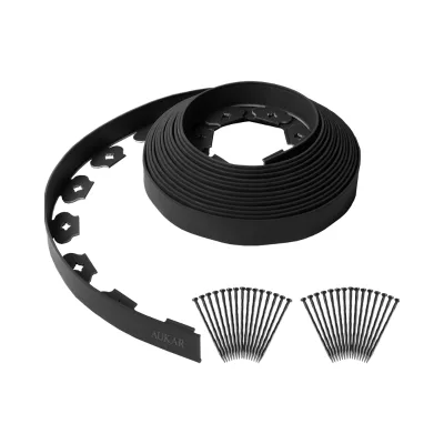 AUKAR 33ft Black Garden Ornament Landscape Edging Kit No Dig Border with 30 Spikes Garden Ornaments