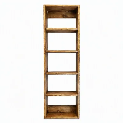 5 Tier Wall Mounted Wooden Bookshelf Solid Wood Rustic Floating Bookcase Display Rack for Living Room Bedroom Storage