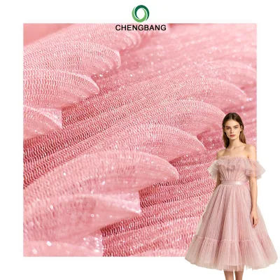 Metallic Silver Nylon Tulle Fabric 40-80gsm 150cm Width Polyester Blended Wholesale for Home Party Decoration