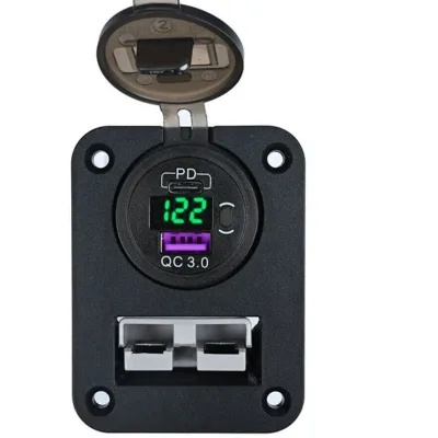 12V 50A Car Anderson Plug QC3.0+PD USB C  Charger Flush Mount Recessed Plate for Caravan Camper Boat Truck