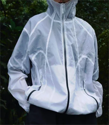 Premium Fashionable B2B - Oriented Mens Anti - UV Windbreaker in Airy Blue, Customizable with Branded Buttons and Zippers