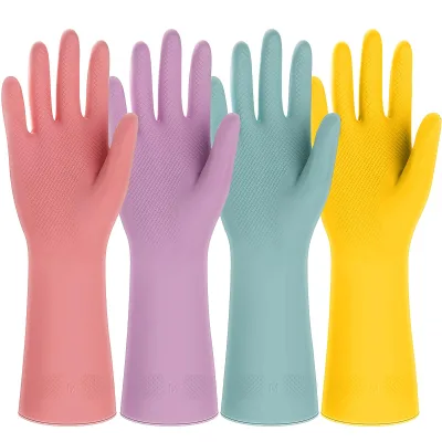 Rubber Kitchen Dishwashing Gloves Waterproof Household Cleaning Mitts Versatile Anti Slip Latex Washing Gauntlets
