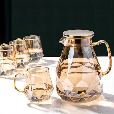 1.5L Hot Selling Classic Design Heat-Resistant Glass Jug Household Water Kettle with Lid and Handle Dishwasher Safe Drinkware