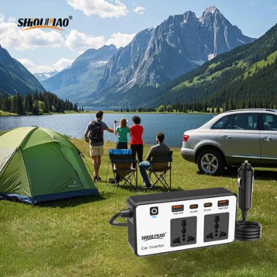 Newly 200W car inverter DC 12V to AC 110V inverter 4 USB ports dual car power inverter adapter with type C for vehicles