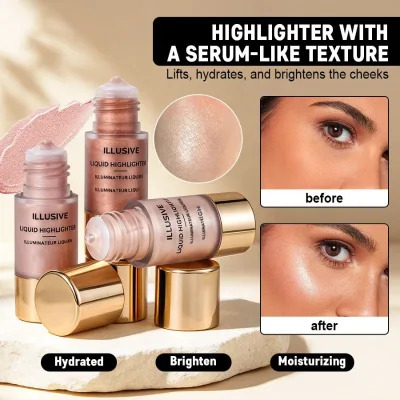 Small Dropper Liquid Highlighter Waterproof and Sweatproof Compact and Portable Single-color Pearlescent Contouring