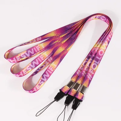 Customised Pink Cell Phone Polyester Lanyard Strap