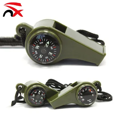 Hn Wholesale Custom Logo Plastic Multifunction Bulk Safety Survival Whistle Multi Functional Hiking Whistle with Lanyard