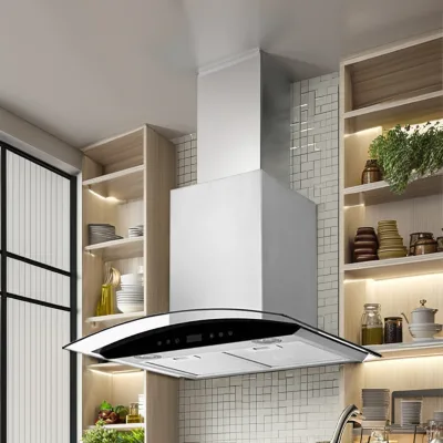 High Effectiveness Touch Sensor Control Cooker Wholesale Price Stainless Steel Curved Glass Customizable Range Hood