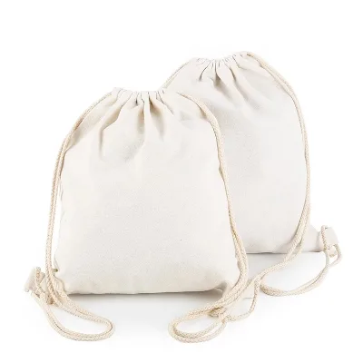 Custom Size Organic Cotton Tote Canvas Drawstring Gift Bags Wholesale Promotional Packaging Eco-Friendly 1