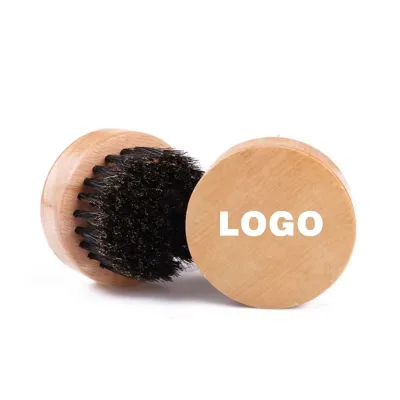 High Quality Private Label Bristle Hair Beech Wood Shaving Brushes Round Mini Beard Cleaning Brush for Men's Beard Care