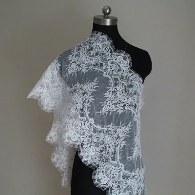 Eyelash Double-sided Hand-embroidered Lace Edge Trim High-end Wedding Dress Veil and Skirt Hem DIY Cosplay Accessory 40cm Wide