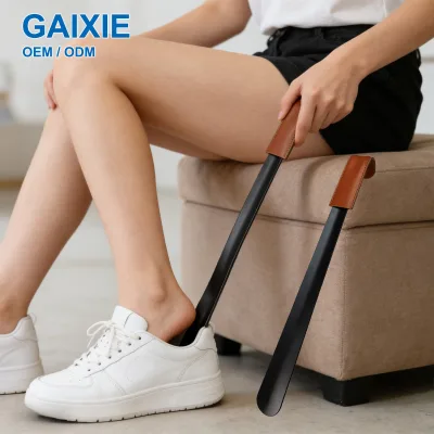 Gaixie OEM Wholesale Men's Ladies Elderly Children Universal Stainless Steel Shoehorn Helps Wearing Shoes Metal Shoe Horn