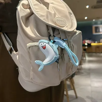 Hot Sale High Quality Cartoon Shark Dolphin Whale PU Leather Keychain For Bag Decoration Car Keychain