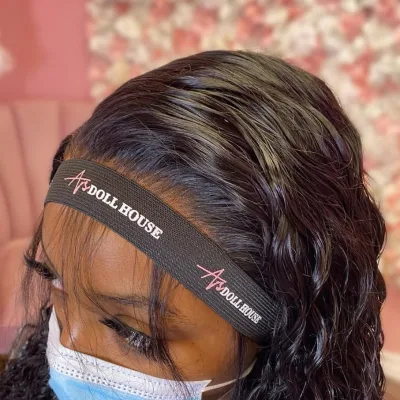 Custom Print logo Wig Melt Band Elastic Velcro Lace Band for Wig Individual Packaging