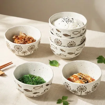 Wholesale Decorative 4.5 Inch Stoneware Rice Bowl Premium Ceramic Dinnerware for Home Kitchen Tableware