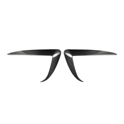2PCS Dry Carbon Fiber Carbon Fiber Front Bumper Vents Canards Trim for Tesla Model 3 Fog Light Cover