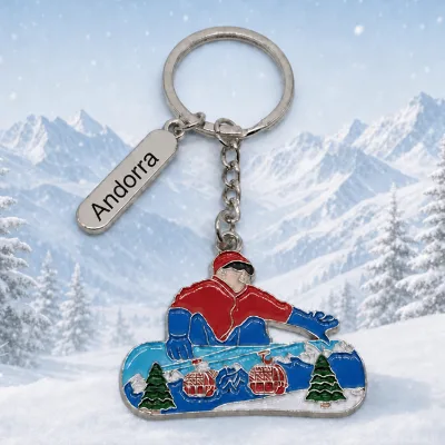 Custom Logo Design Metal Ski Keychain Gift Grandvalira Andorra Souvenir Keychain