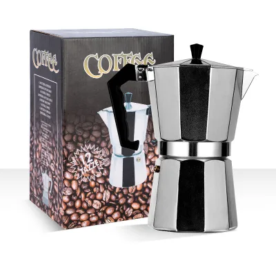 Household Aluminum Moka Pot Italian Concentrated Extraction Pot All Copper Valve Office Small Octagonal