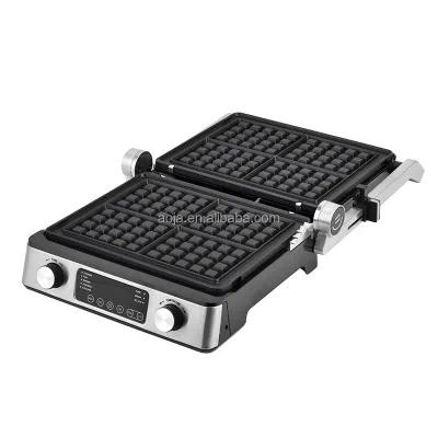 AOJA 1800W High-Power Electric Belgian Waffle Maker Stainless Steel Non-Stick Smart Preset Programs Digital Control Panel Hotel