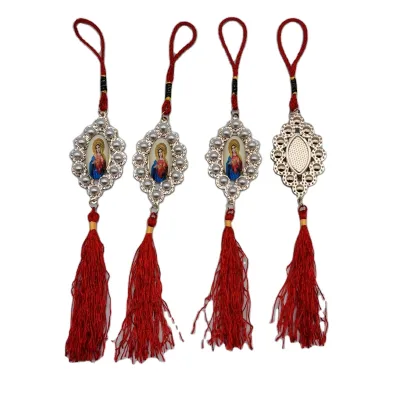 The Latest Popular Religious Design Oval Pearl Red Tassel Car Pendant