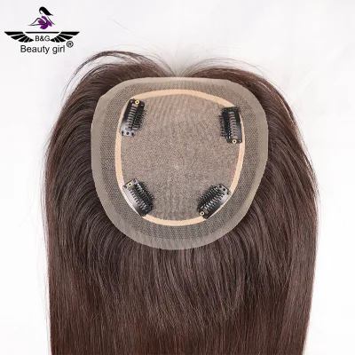 Wholesale Soft European Remy Human Hair Brown Size 5X6 Swiss Lace Front Hand Tied Silk Top Lace Toppers