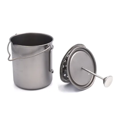 Titanium French Press Mug With Filter Ultralight and Sturdy Material Different Capacity for Outdoor and Camping Life