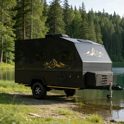 HONLU Lightweight Aluminium Off Road Travel Trailer Camper Caravan With Waterproof Roof Tent for Family Camping Adventures