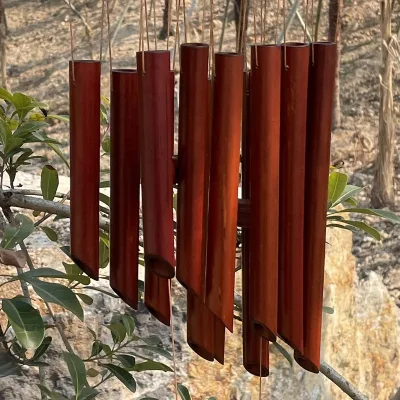 Handmade Decorative Bamboo Wind Chimes Handicraft Wind Bell Natural Ornaments with Amazing Deep Tone