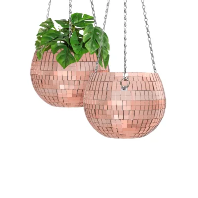 10/15/20/25cm Plastic Durable Large Disco Mirror Ball Planter Pot Hanging Self Watering Flower Pot