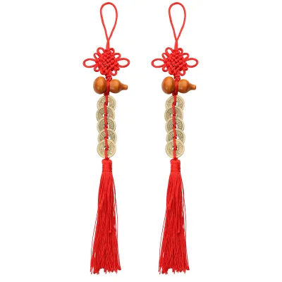 AA00175 Chinese Ancient Copper Coins Feng Shui Home Decorative Coin Car Hanger Fortune Wealth Health Knot and Tassel