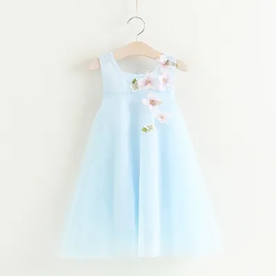 Pretty Steps 2017 China New Trending Baby Light Blue Party Wear Dresses