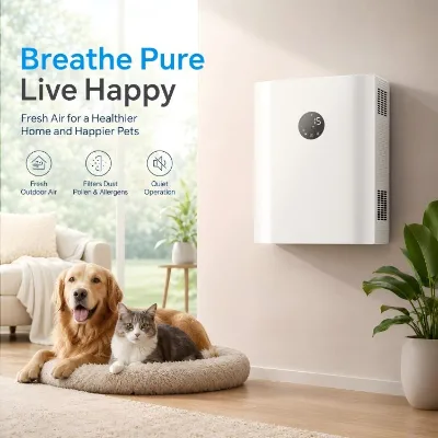 Premium 100m3/h Modern Heat Exchanger Static Pressure Fresh for Supply Slim Design Recuperator Hotel Apartment Sleek Ventilator